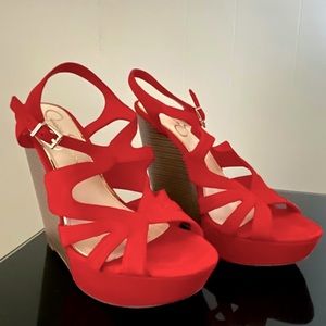 Jessica Simpson Red Brissah 8.5 M Wedge Heels - Lipstick
